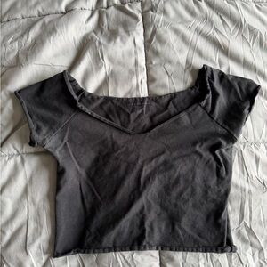 Brandy Melville Black Off-Shoulder Crop Top